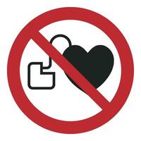 ISO 7010 Registered safety signs symbol pictogram Warnings Caution Danger Prohibition No access for people with active implanted cardiac devices vector