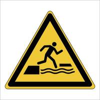 ISO 7010 Registered safety signs symbol pictogram Warnings Caution Danger Falling into water when stepping on or off a floating surface vector