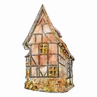 Quedlinburg germany watercolor hand drawn illustration isolated on white background vector