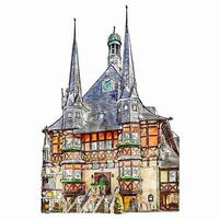 Wernigerode germany watercolor hand drawn illustration isolated on white background vector