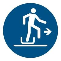 ISO 7010 Registered safety signs symbol pictogram Warnings Caution Notice Mandatory Alighting from toboggan to the right vector