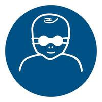 ISO 7010 Registered safety signs symbol pictogram Warnings Caution Notice Mandatory Protect infants' eyes with opaque eye protection vector