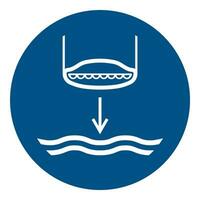 ISO 7010 Registered safety signs symbol pictogram Warnings Caution Notice Mandatory Lower lifeboat to the water in launch sequence vector