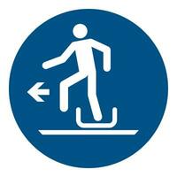 ISO 7010 Registered safety signs symbol pictogram Warnings Caution Notice Mandatory Alighting from toboggan to the left vector