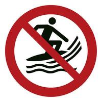 ISO 7010 Registered safety signs symbol pictogram Warnings Caution Danger Prohibition No surf craft vector