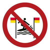 ISO 7010 Registered safety signs symbol pictogram Warnings Caution Danger Prohibition No surfing between the red-and-yellow flags vector