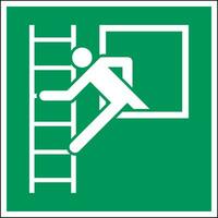 ISO 7010 Standard building emergency evacuation safe condition first aid signs Emergency window with escape ladder vector