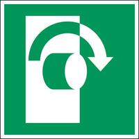 ISO 7010 Standard building emergency evacuation safe condition first aid signs Turn clockwise to open vector