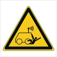 ISO 7010 Registered safety signs symbol pictogram Warnings Caution Danger Run over by remote operator controlled machine vector