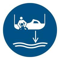 ISO 7010 Registered safety signs symbol pictogram Warnings Caution Notice Mandatory Lower rescue boat to the water in launch sequence vector