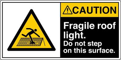 ANSI Z535 Safety Sign Marking Label Symbol Pictogram Standards Caution Fragile roof light do not step on this surface with text landscape black02 vector