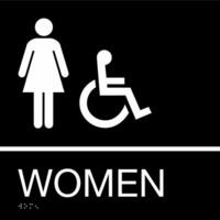 oficina Area de aseo baño armario identificación braille firmar estilos accesible mujer vector