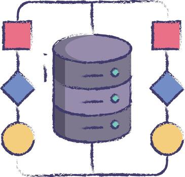 base de datos algoritmo mano dibujado vector ilustración