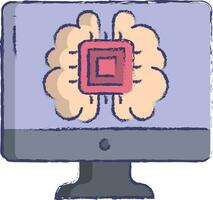 Computer brain hand drawn vector illustration