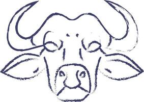 Buffalo face hand drawn vector illustration