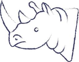 Rhinoceros face hand drawn vector illustration