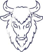 Yak face hand drawn vector illustration