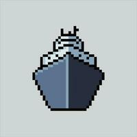 Pixel art illustration Cruise Ship. Pixelated modern ship. Modern Cruise Ship icon pixelated for the pixel art game and icon for website and video game. old school retro. vector