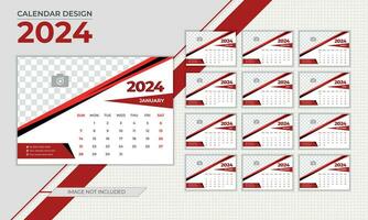 Abstract And Elegant Desk Calendar Design 2024 vector