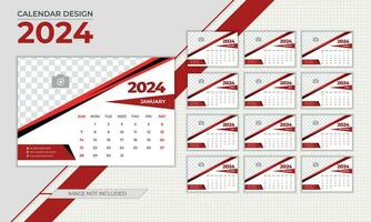 resumen y elegante escritorio calendario diseño 2024 vector