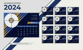 12 months calendar design 2024 vector