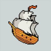 píxel Arte ilustración clásico barco. pixelado clásico barco. clásico de madera Embarcacion icono pixelado para el píxel Arte juego y icono para sitio web y vídeo juego. antiguo colegio retro vector