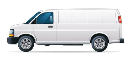 Cargo van vector illustration. Van car side view isolated on white background