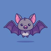 Cute bat cartoon vector illustration halloween holiday concept icon isolated