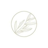 Minimalist Feminine Botanical Flower Beauty Line Plant Logo, Design Vector illustration