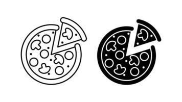 Vector Pizza Outline Symbol and Silhouette