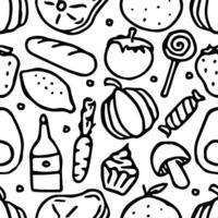 Seamless food pattern. Doodle food background vector