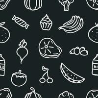 Seamless food pattern. Doodle food background vector