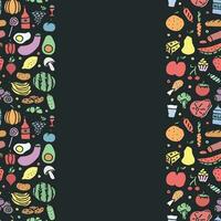 Food background. Doodle food illustration with place for text vector