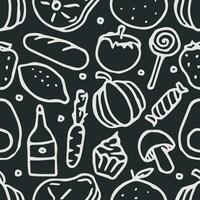 Seamless food pattern. Doodle food background vector