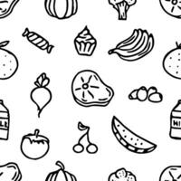 Seamless food pattern. Doodle food background vector