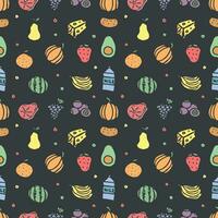 Seamless food pattern. Drawn doodle food background vector