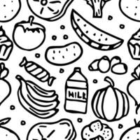 Seamless food pattern. Doodle food background vector