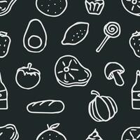 Seamless food pattern. Doodle food background vector