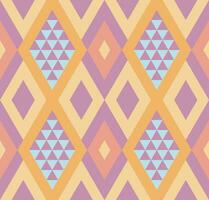 Ethnic seamless pattern with rhombuses, triangles, geometric shapes. Tribal geometrical background. vector
