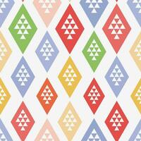 Ethnic seamless pattern with rhombuses, triangles, geometric shapes. Tribal geometrical background. vector