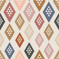 Ethnic seamless pattern with rhombuses, triangles, geometric shapes. Tribal geometrical background. vector