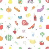 Seamless food pattern. Drawn doodle food background vector