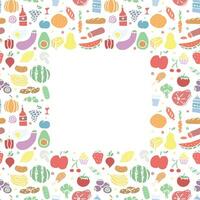 Food background. Doodle food illustration with place for text vector