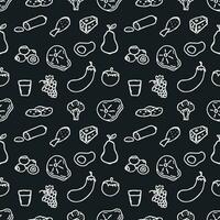 Seamless food pattern. Doodle food background vector