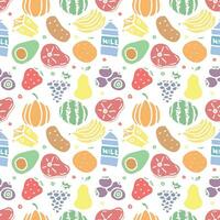 Seamless food pattern. Drawn doodle food background vector