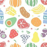 Seamless food pattern. Drawn doodle food background vector