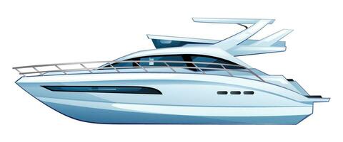 Speedboat vector cartoon illustration. Yacht isolated on white background