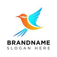 Vector Flying Bird logo Illustration with gradient colorful  Style