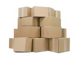 stack of cardboard boxes isolated on a white background. photo