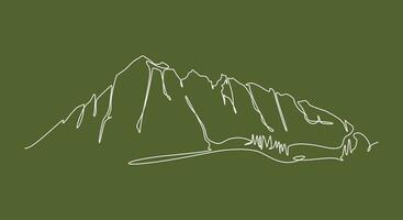 continuous one line hand drawing of mountain. editable stroke. vector illustration